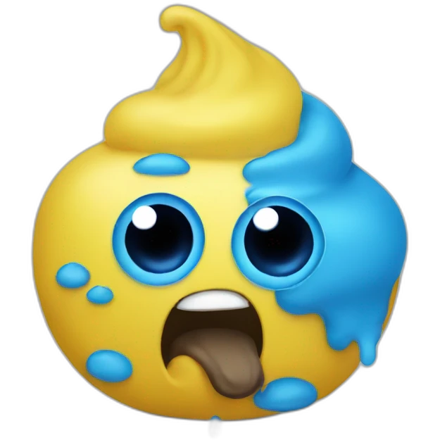 Yellow blue poo emoji