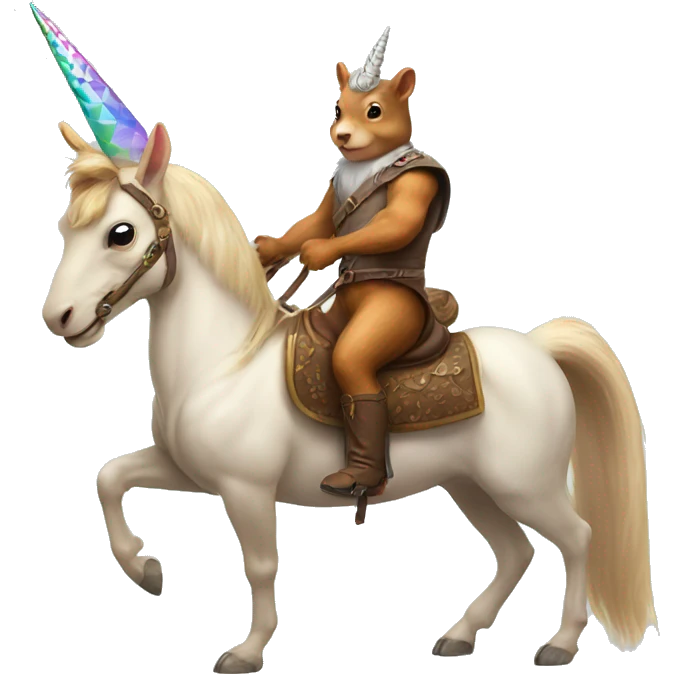 Squirrel riding a unicorn emoji