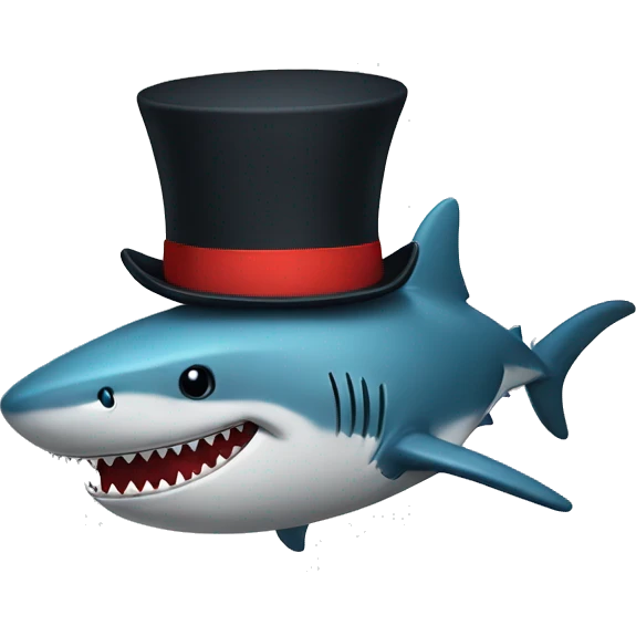 Top hat with shark emoji