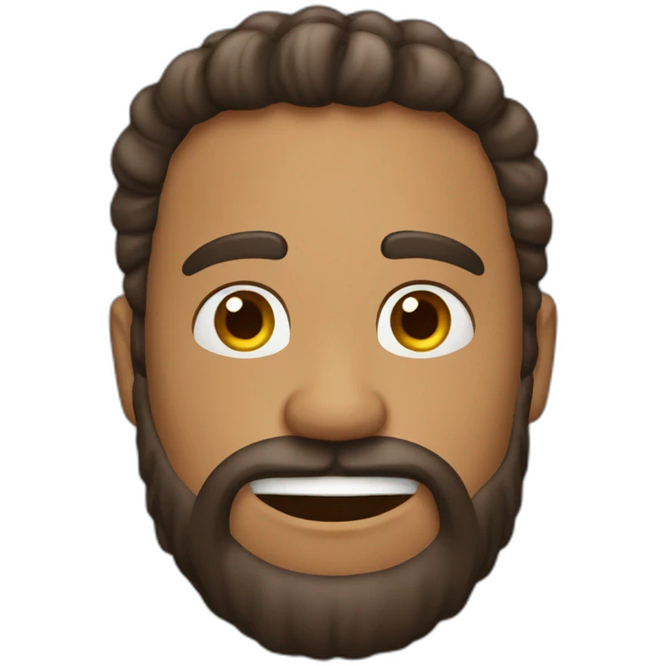 chico rapado y con barba riendose emoji