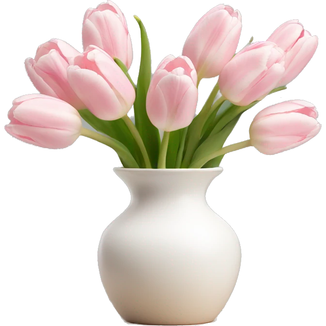Light pink tulips in white vase emoji