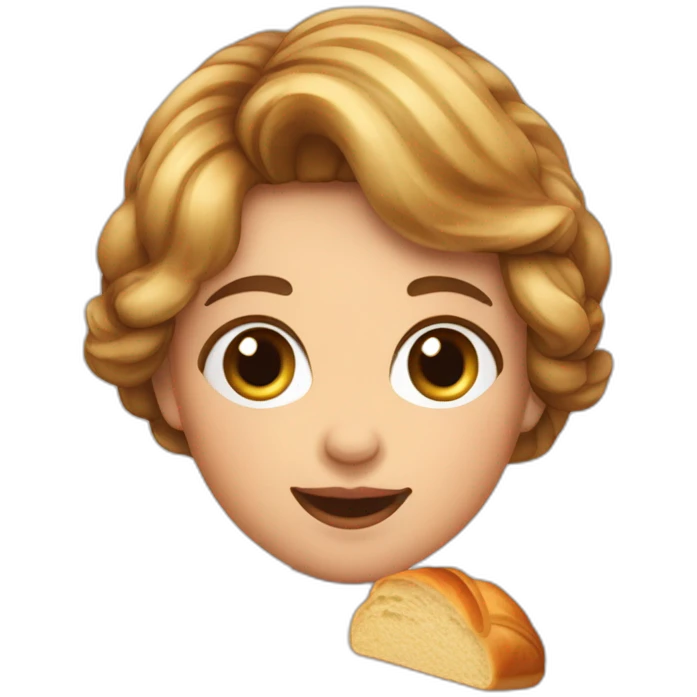 Tête petite fille avec 3 couettes qui mange un croissant  emoji