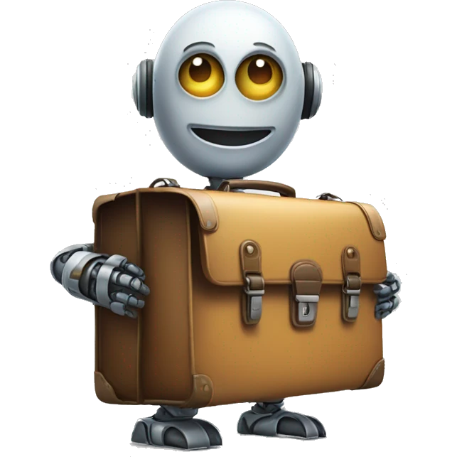 happy robot holds briefcase emoji