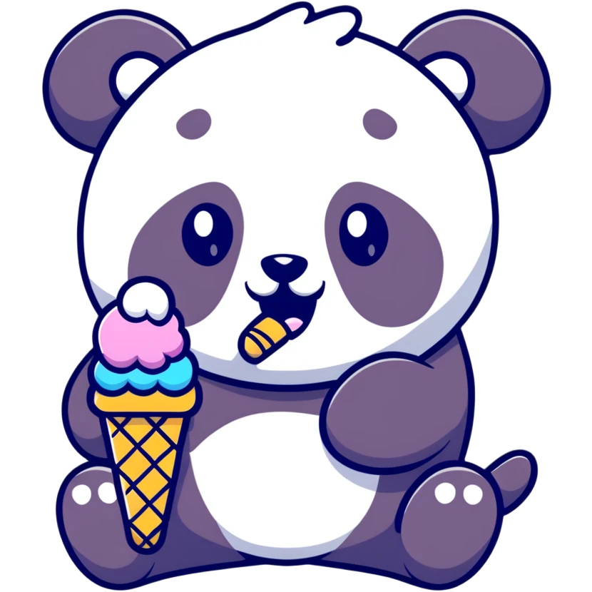 Panda eating ice cream emoji