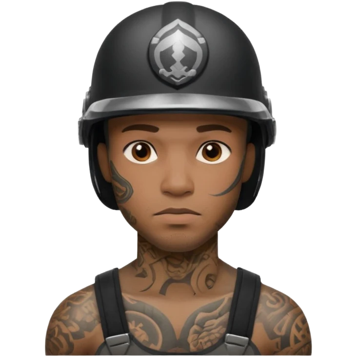 tattooed black man in helmets emoji