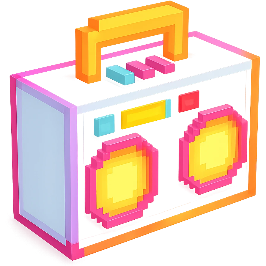 сделай белый святящейся бумбокс, no background emoji