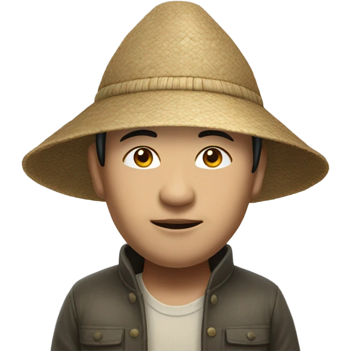 photorealistic Chinese peasant in sedge hat emoji
