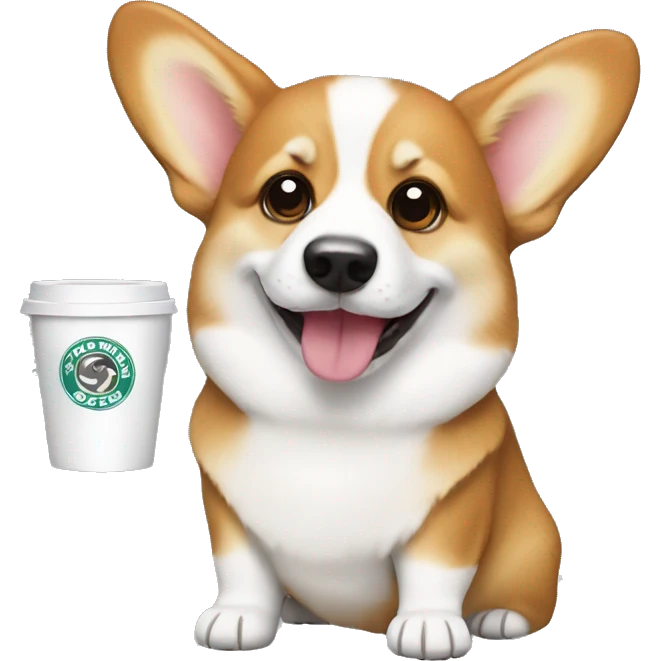 Corgi with coffe emoji