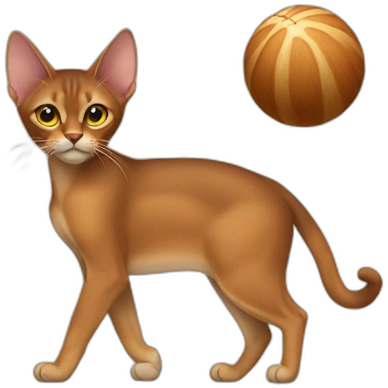 Abyssinian cat play a small fur ball emoji