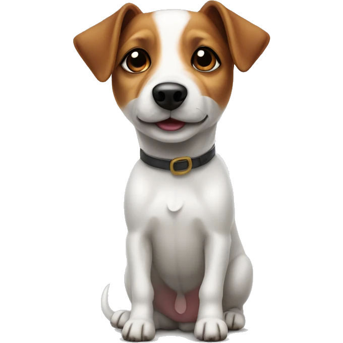 A cute jack russell with it's ears going up and not down emoji