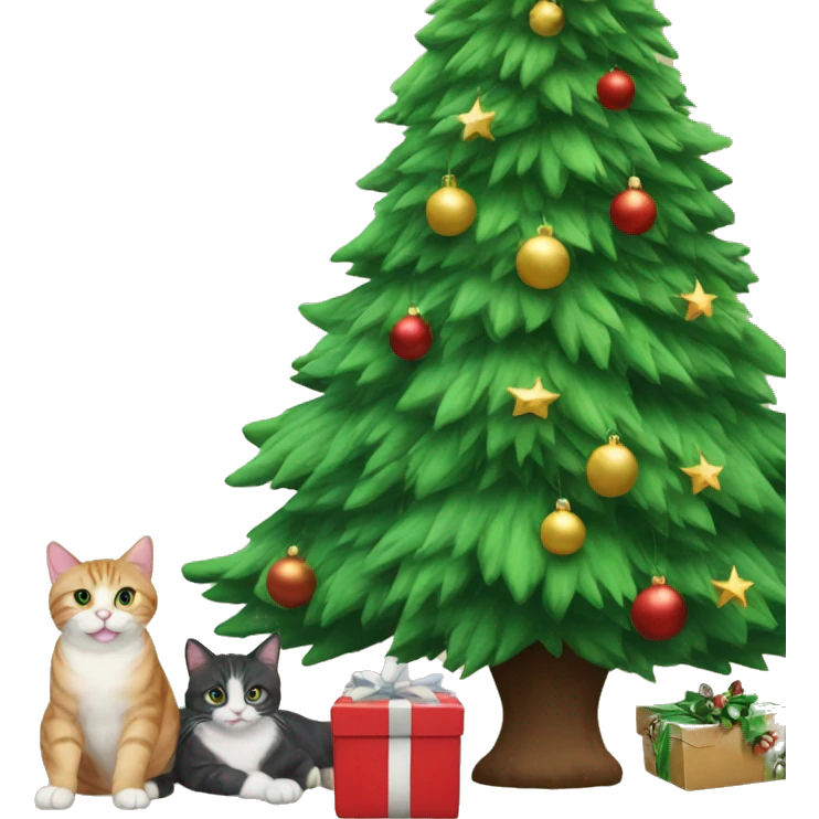 Christmas tree with cats emoji