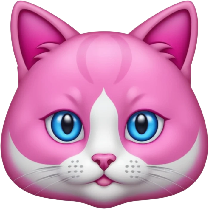 un emoji de lacara de un gato azul con rosa sorprendido emoji