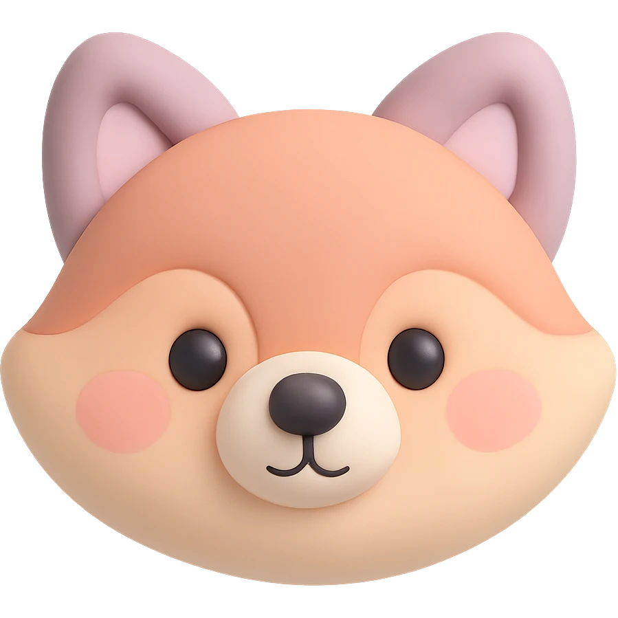 fox face, mochi illustration style emoji