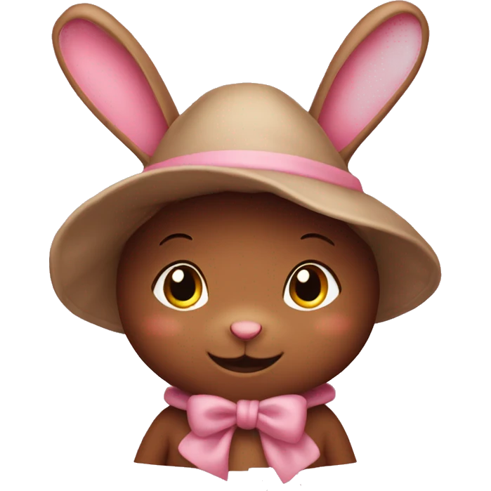 pink bunny wearing a brown bonnet emoji