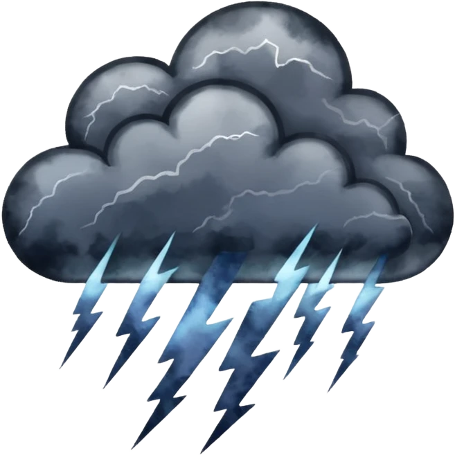 thunderstorm, watercolor art style emoji