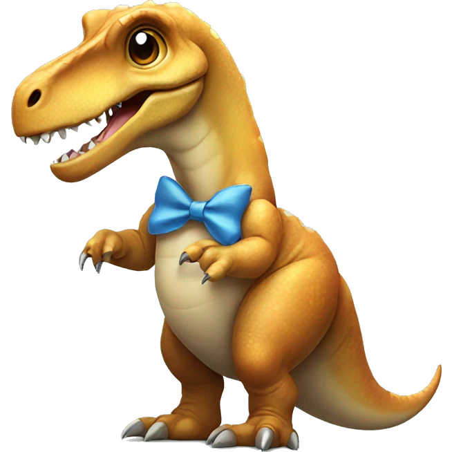 Dinosaur holding a mouse wearing a bow  emoji