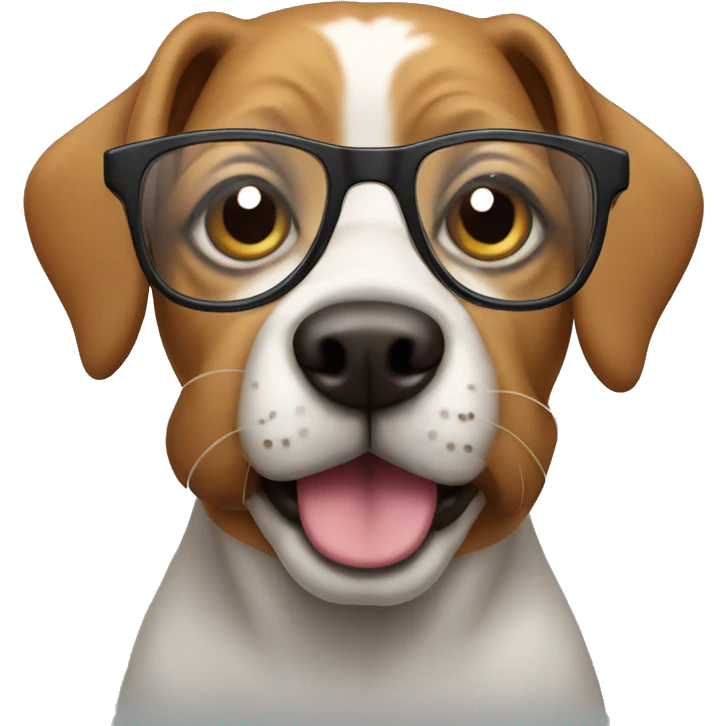 Dog wearing glasses emoji
