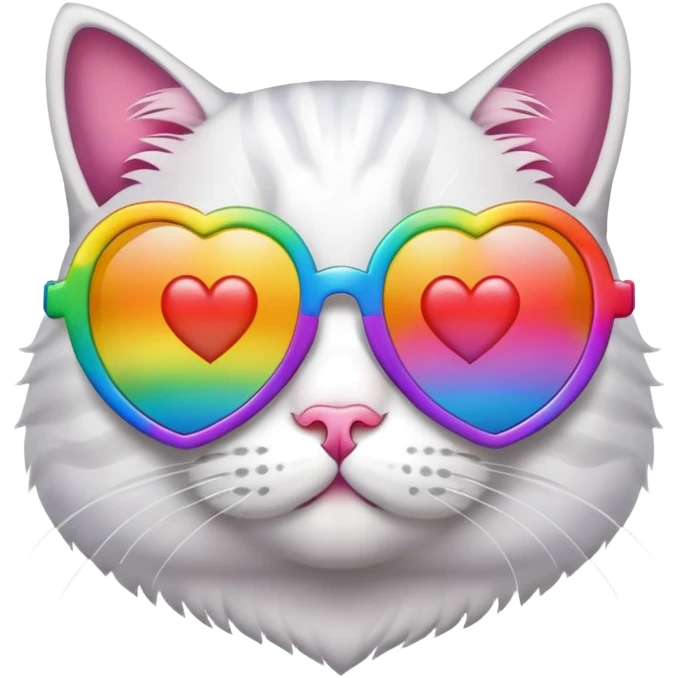 Cat wearing rainbow heart-shaped sunglasses emoji