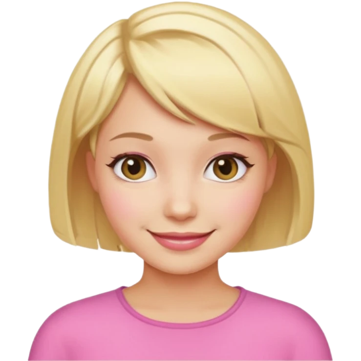 Blonde Short Bob Cut Hair. Pink Woman emoji