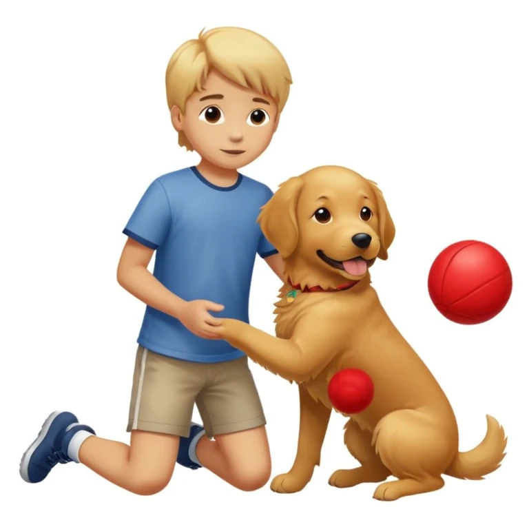 kid and dog playing with ball emoji