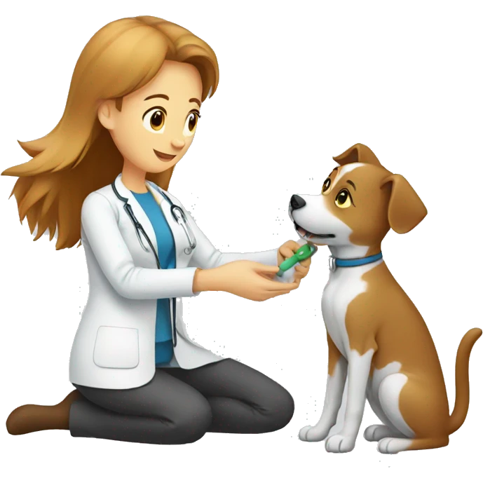 cat - vet treating a dog emoji