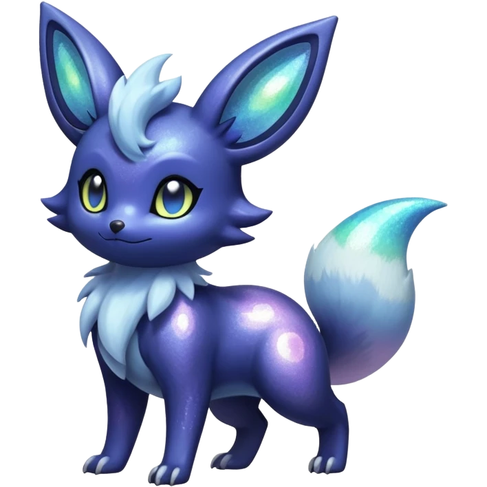 Shiny pastel iridescent sparkly silvery Nebulae Noibat-Meowstic-Umbreon-Fakémon-hybrid-creature (full body)  emoji