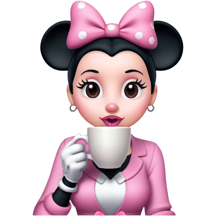 minnie mouse drinking coffee emoji