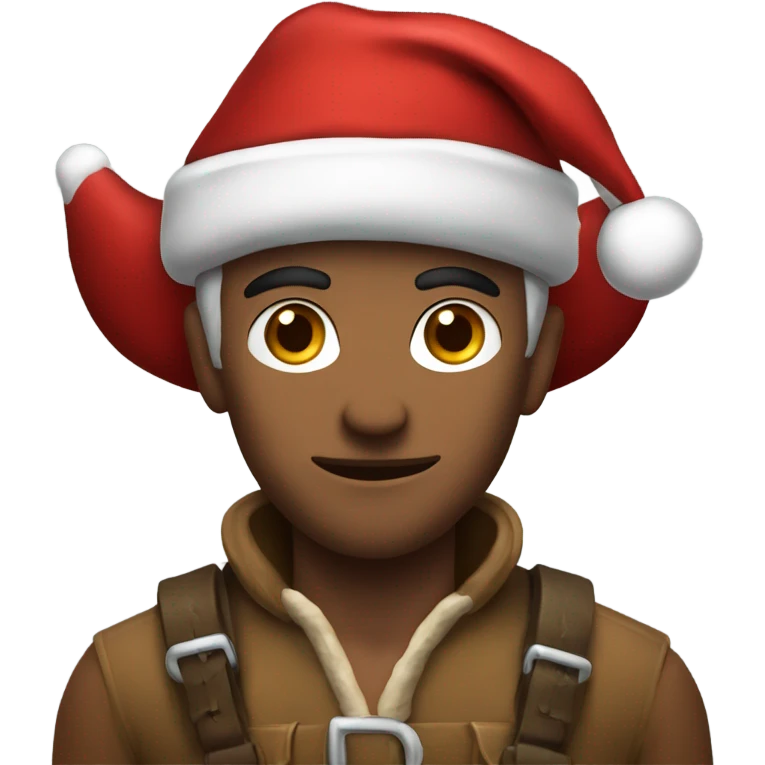Fierce male ranger wearing santa hat emoji
