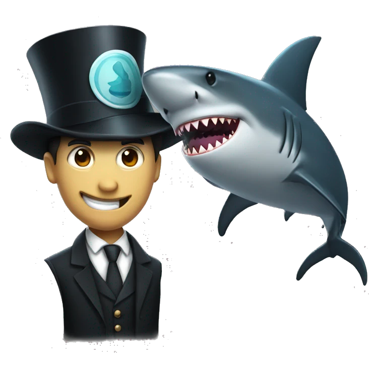 tophat and shark emoji