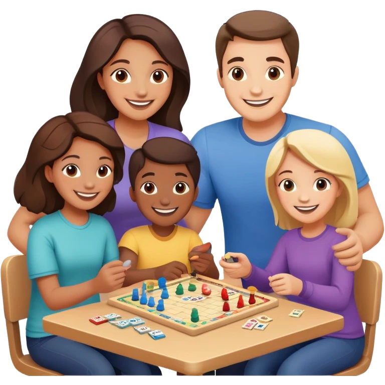 Family playing board games together at home emoji