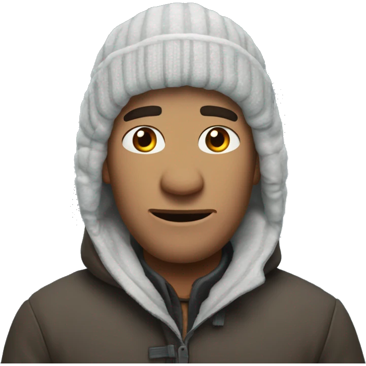 A man frozen from the cold with a text with this text (alaaaaaaask) emoji
