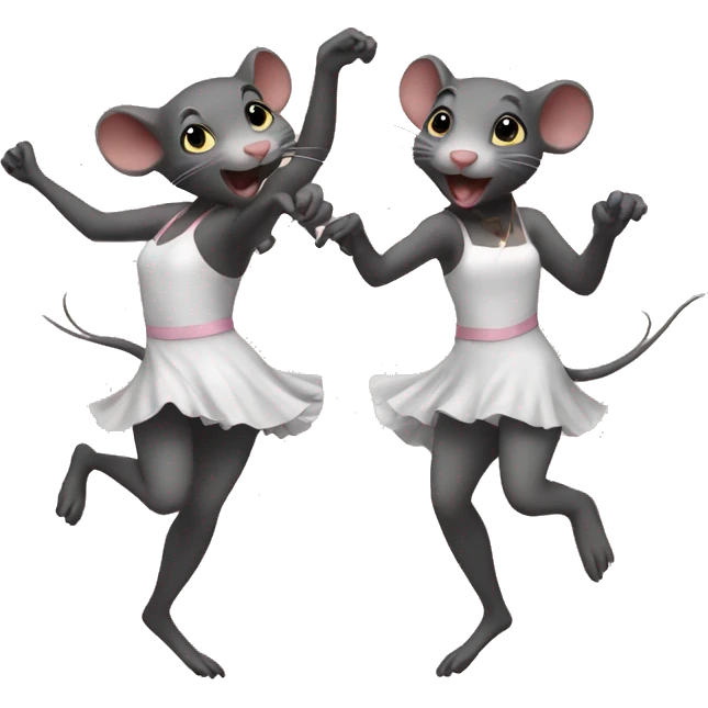 Two dancing rat girls together  emoji