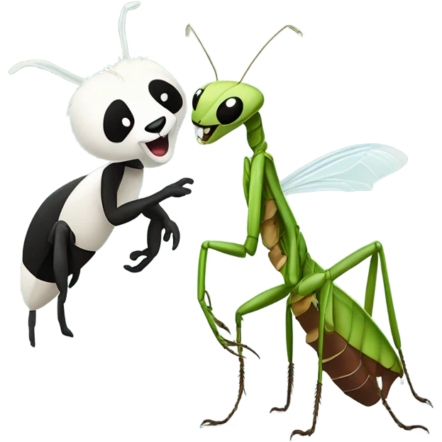Praying mantis fighting panda emoji