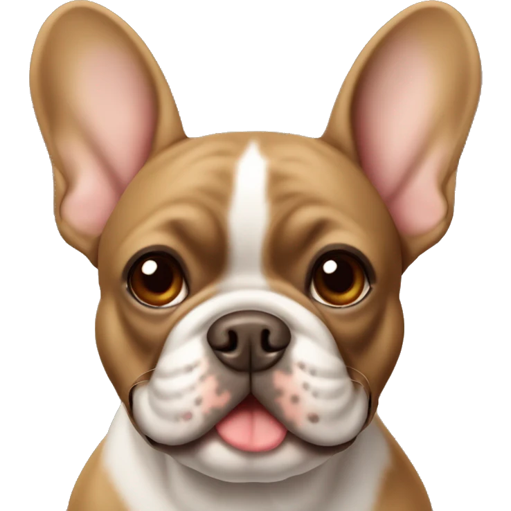 Brown French bulldog smiling with left ear folded emoji
