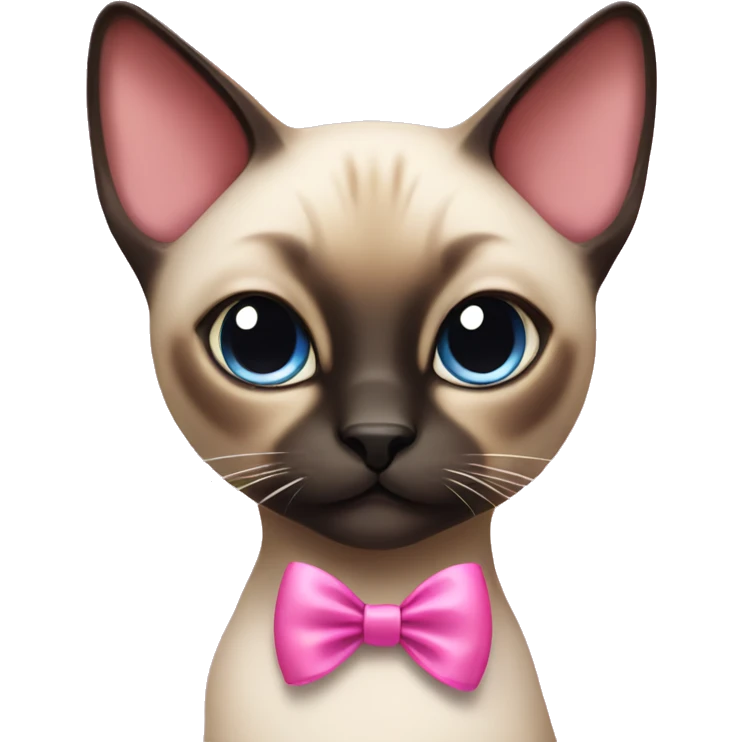 Siamese cat with a pink bow  emoji