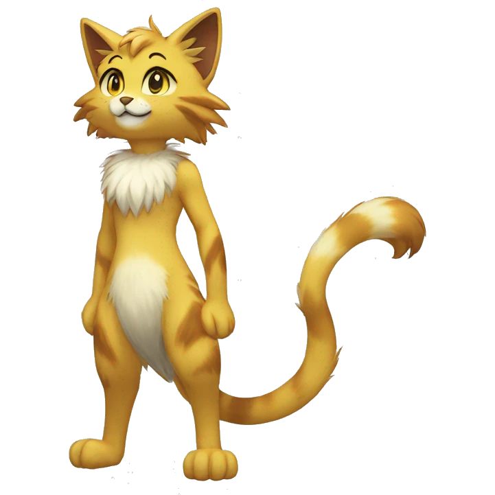 Anthro Fur-Sona shiny feline-Fakémon Full Body emoji
