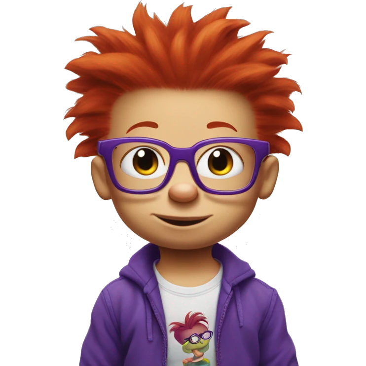 rugrats spike Redhead baby with purple square glasses emoji