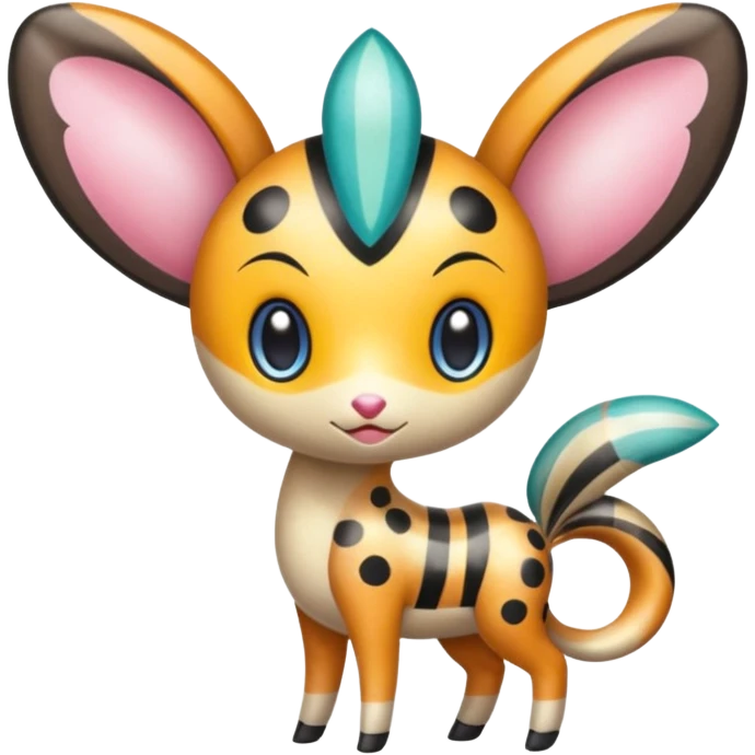 Colorful Exotic Tropical Striped Spotted Dotted dusted Glossy Shiny Meloetta-Vernid-Trico-Kirby-Fakémon-creature-hybrid emoji