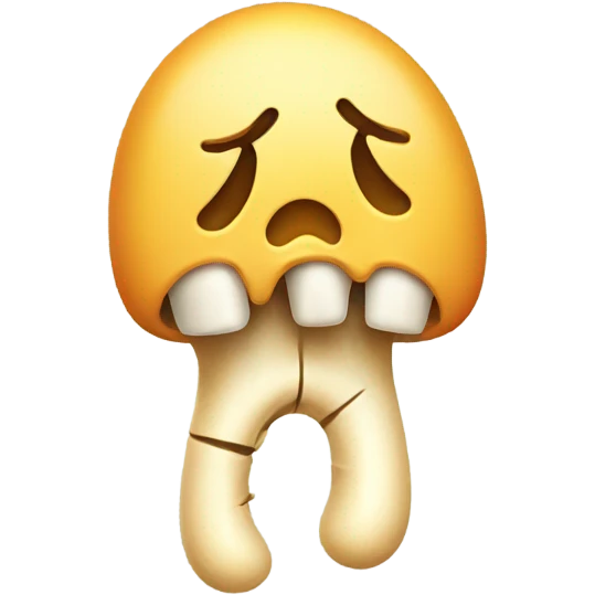Unhappy emoji with a bone sticking out of its mouth emoji