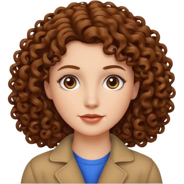 hazme una mujer blaca crespa con el pelo cafe  emoji