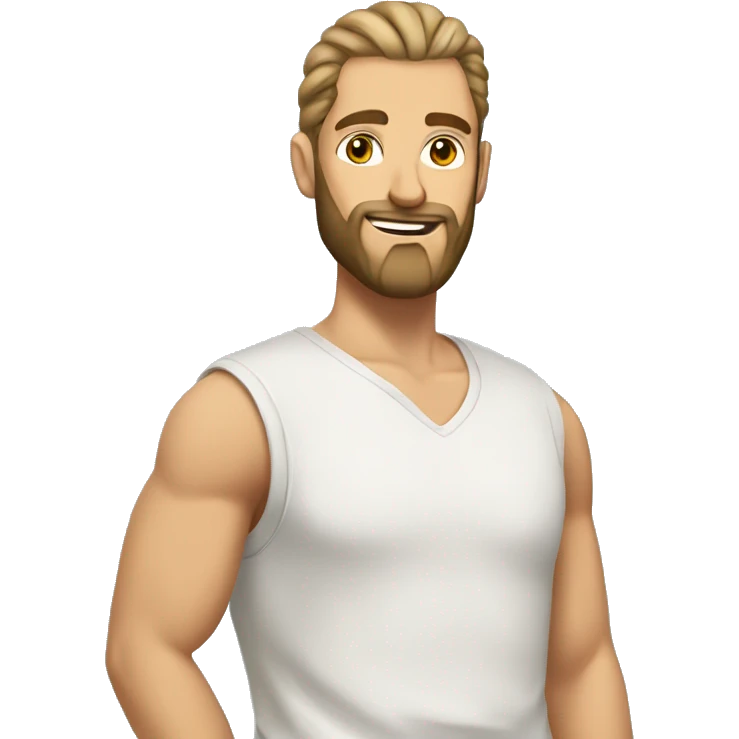 white man with man bun and beard with t shirt hazel eyes emoji