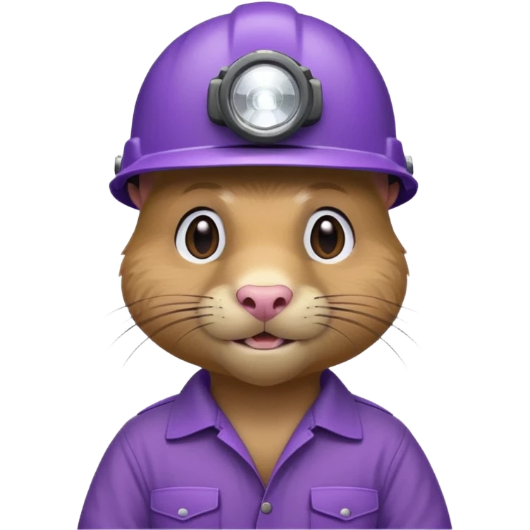 a mole rat, purple helmet, headlamp, worker cloth emoji