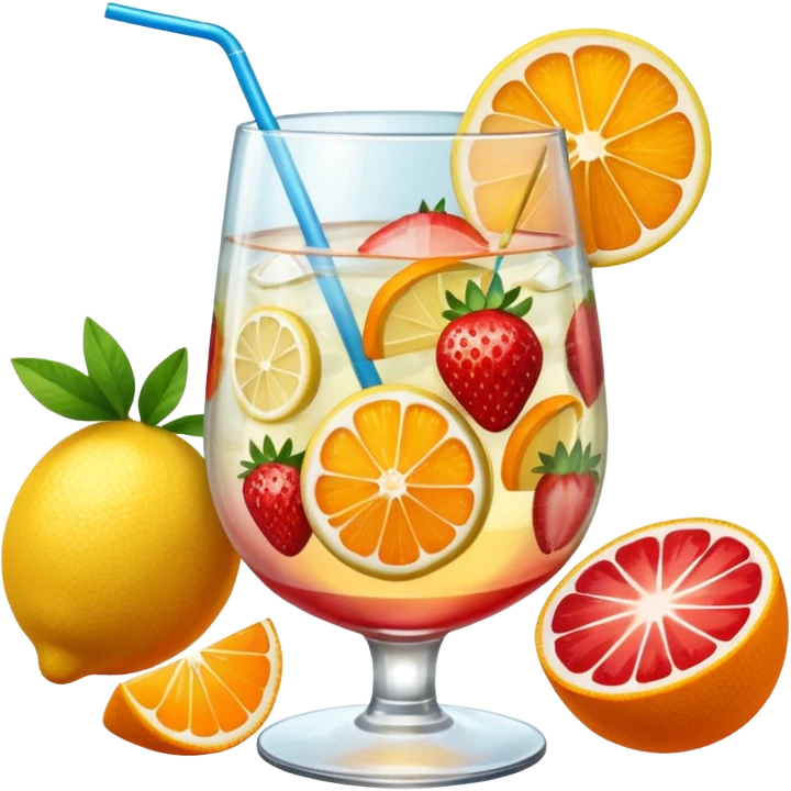 summer cocktail with lemon, strawberry, orange emoji