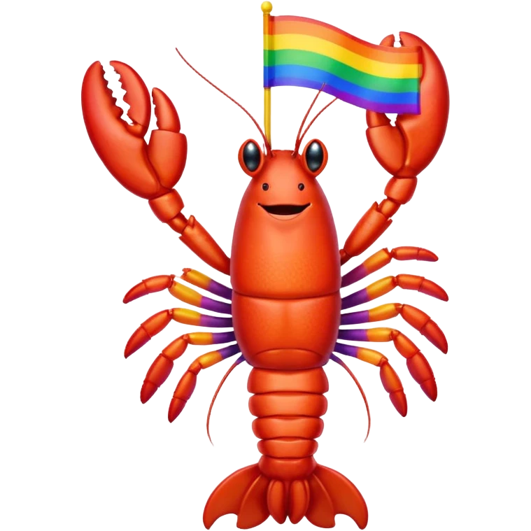 Gay lobster with pride flag happy emoji