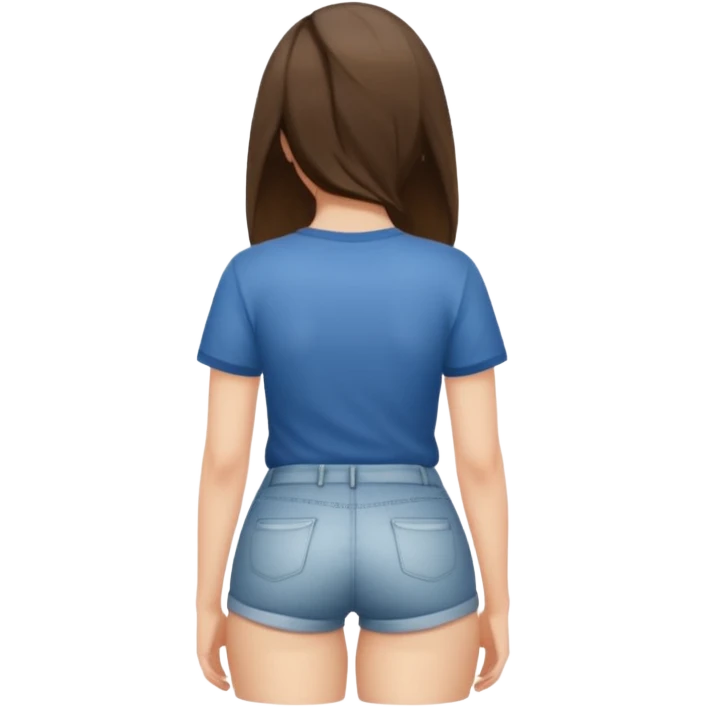Naked but wearing shirt emoji girl full body no underwear butt turned around  no pants head facing back emoji