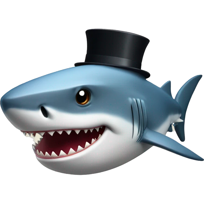 Shark with a top hat emoji