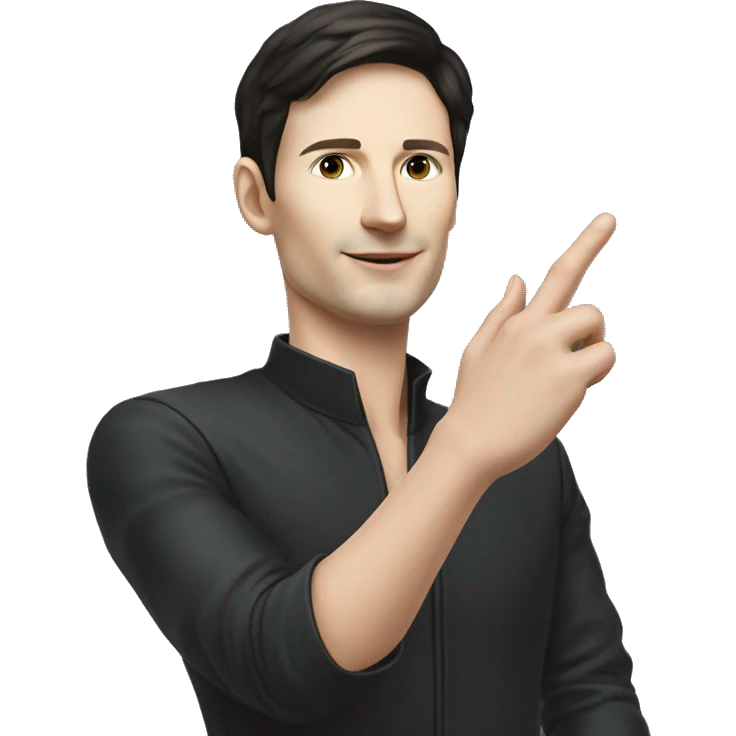 Pavel Durov stands and holds his hand extended to the side, as if he has something in his palm emoji