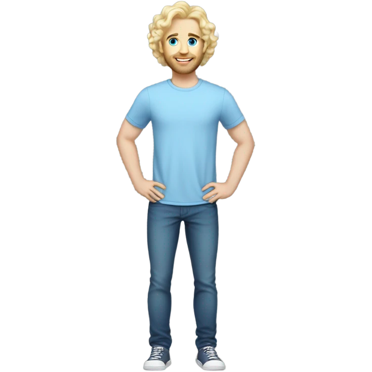 full body light curl blonde 30yo man blue eyed pale skin emoji
