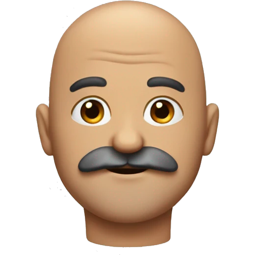 bald man with big bushy brown moustache and no glasses emoji