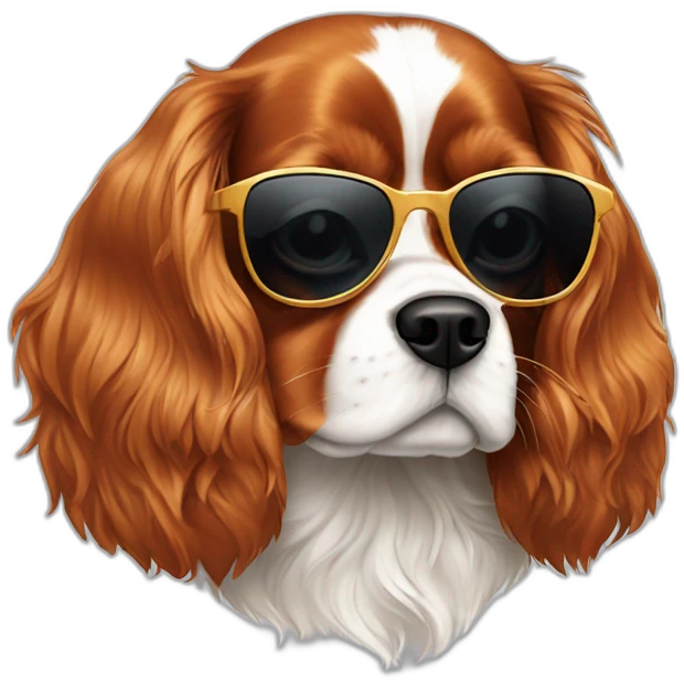 A cavalier King Charles with sunglasses  emoji